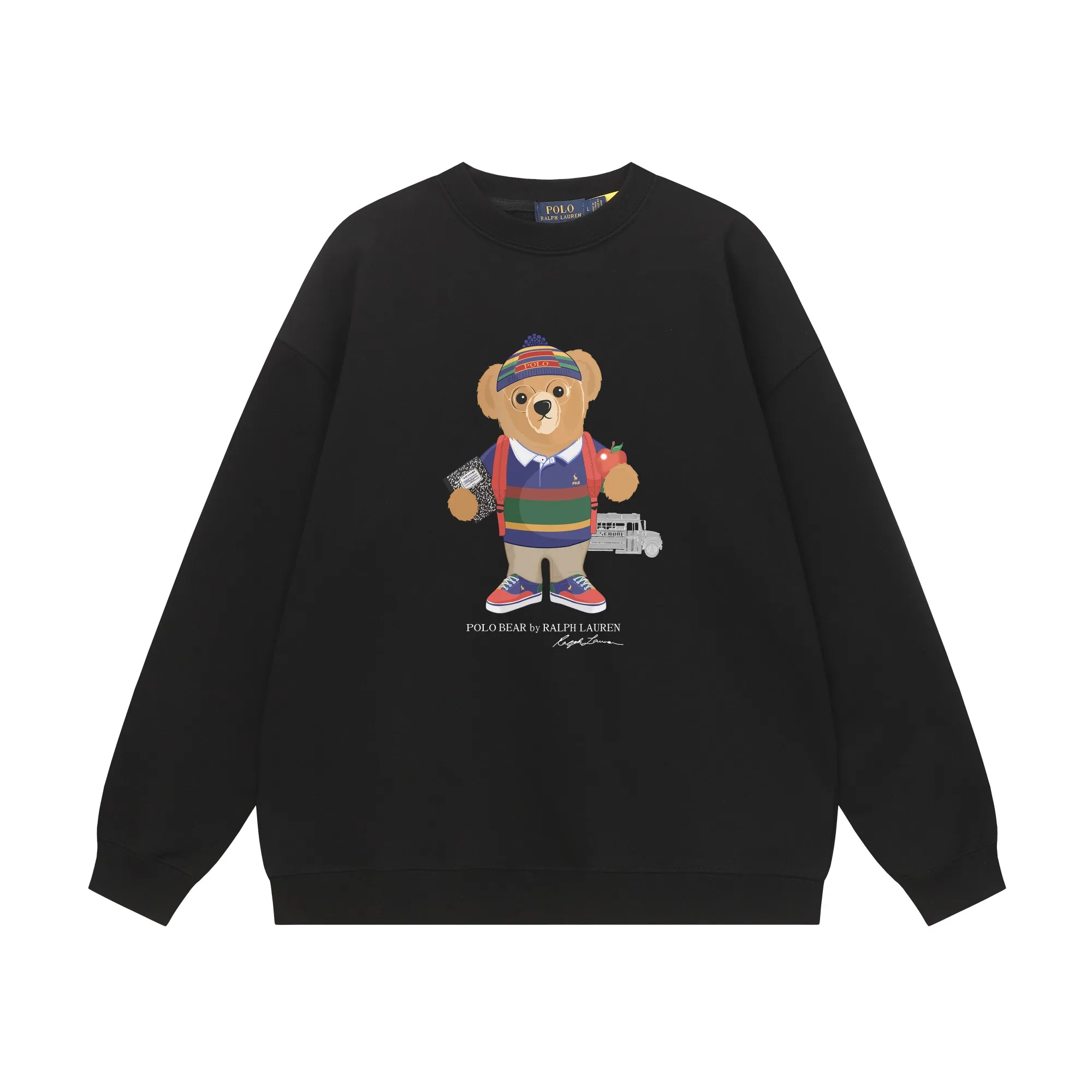 P200 Long-term stock] RalphLauren/Ralph Lauren 2025 autumn and winter new bear letter print 420g heavy large terry sweatshirt Ralph Lauren's age-reducing item, the coat fabric is made of 85% cotton ➕15% polyester, which not only retains the softness, comfort and breathability of cotton, but also adds the wear resistance and wrinkle resistance of polyester fiber, making the clothes more durable and easy to care for. Even in slightly cooler weather, you won't feel stuffy when wearing it. This kind of fabric has a natural crisp feel and is not easy to pill or deform. The bear on the chest is printed with English letters. It is full of color, full of three-dimensionality, and lifelike, adding a bit of liveliness and interest to the whole sweatshirt. There is no pressure to dress, regardless of age or gender. Complete accessories! Color: black, white, navy blue, light floral gray Size: M-L-XL-XXL
